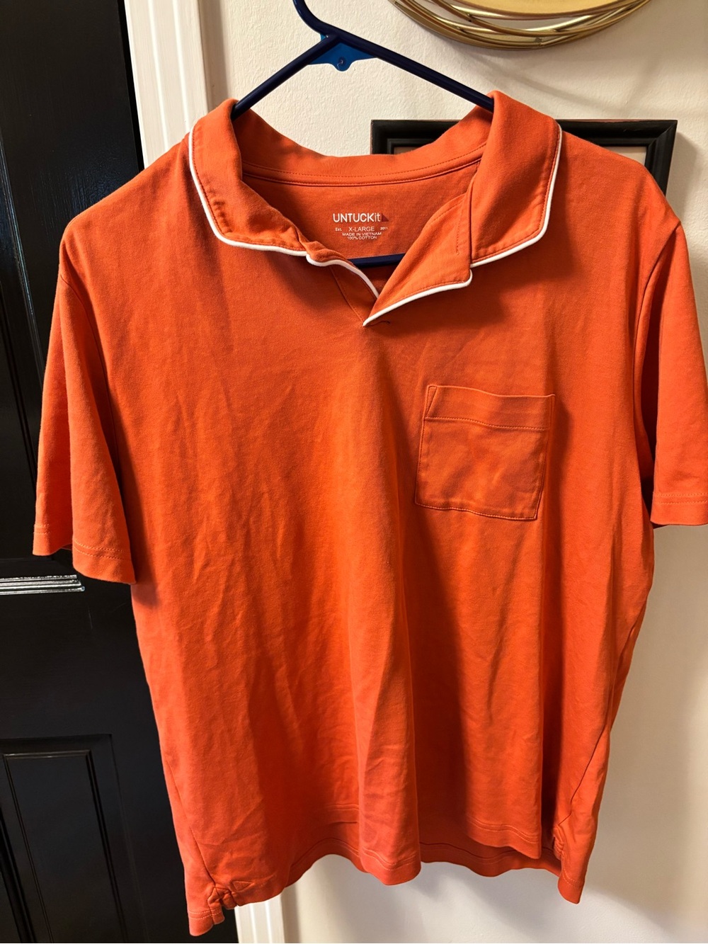 UNTUCKit Men's Orange Polo with White Trim